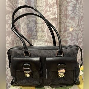 Dooney & Burke Black and Dark Gray Shoulder Bag